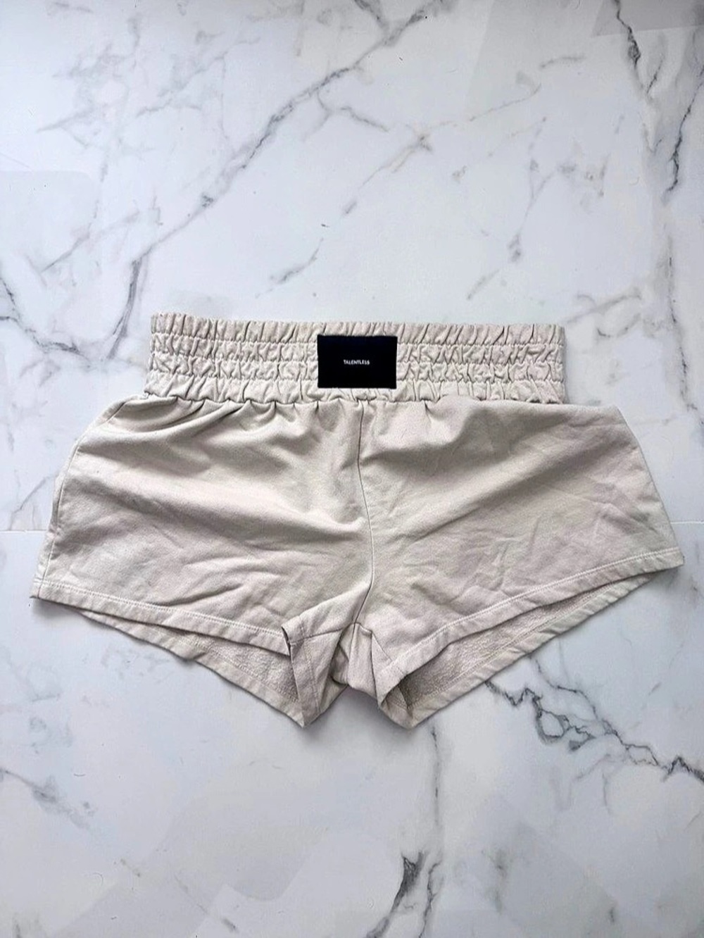 Talentless Womens Boxing Shorts High Waist Cream
